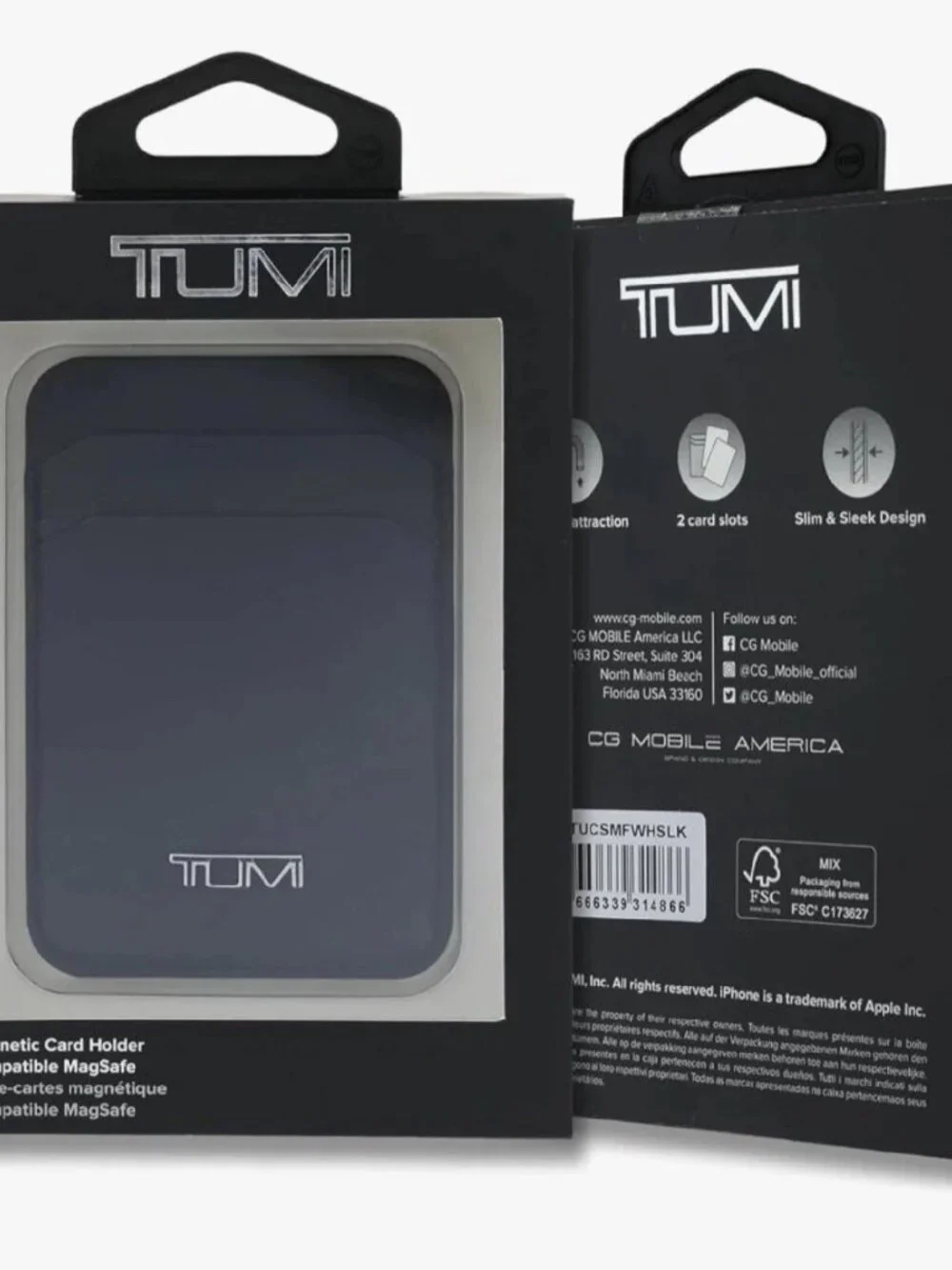 2026 TUMI SLIM LEATHER MAGNETIC CARD HOLDER CASE FOR CELL PHONE METAL LOGO